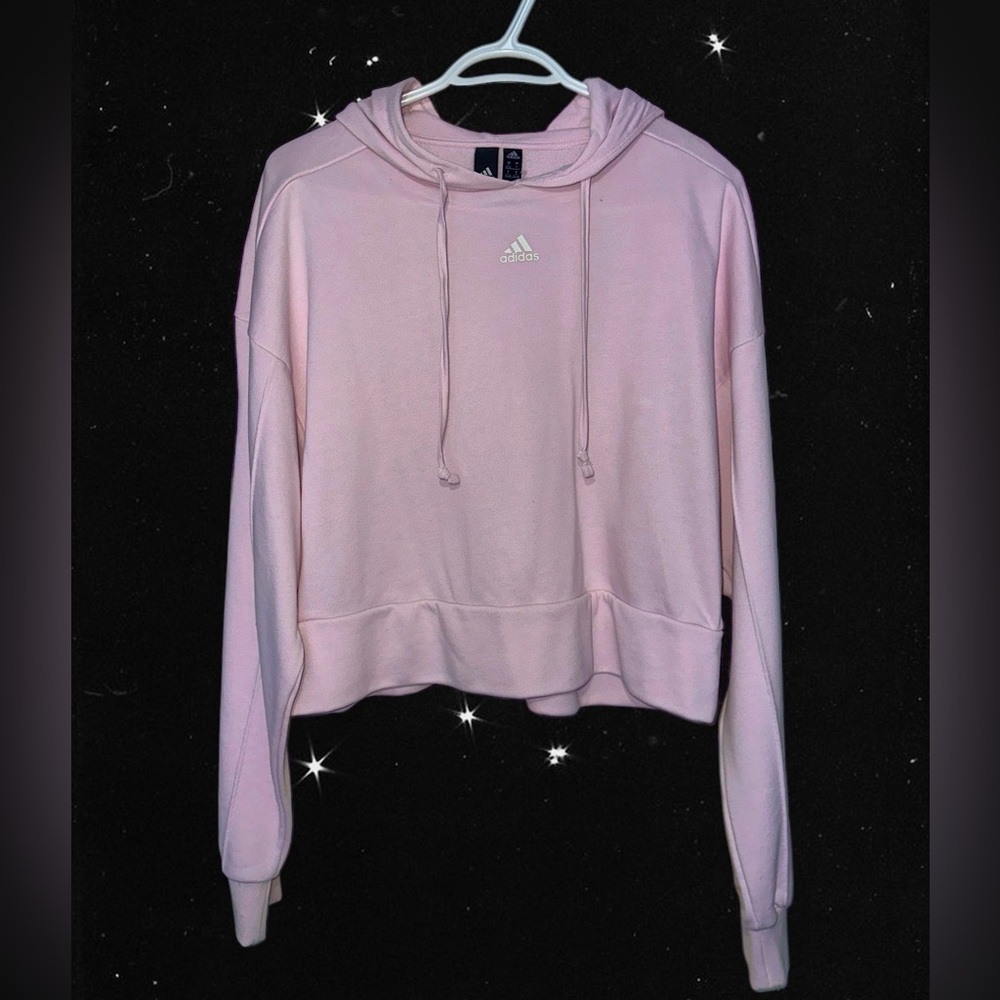 ADIDAS pink cropped hoodie
